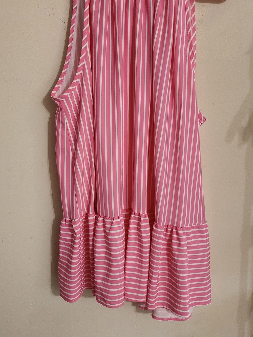Pink and White Striped Sleeveless Tunic